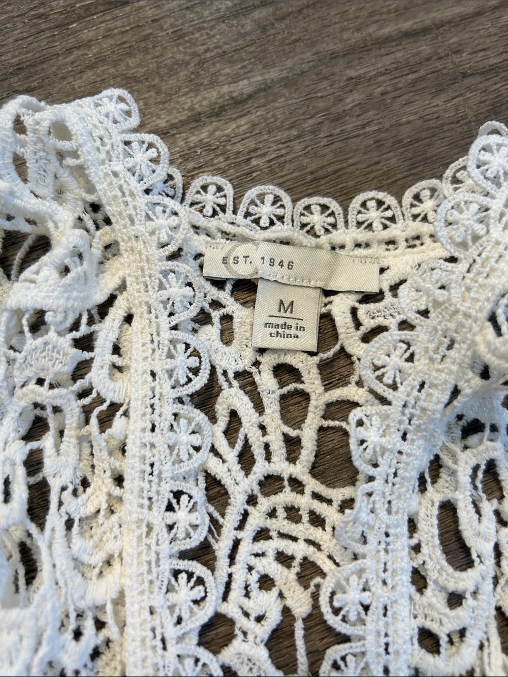 Lace Crochet Overlay Tank Dress Navy Cream Boho Festival Mini Medium - Picture 5 of 10